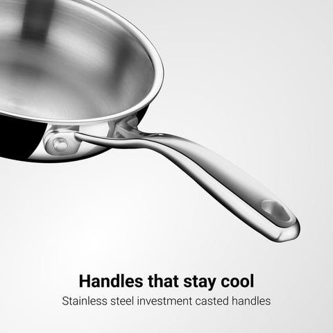 Stahl Triply Stainless Steel Artisan Frying Pan 0.6 L, 16 cm, Without Lid, Induction Base