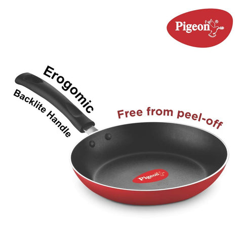 Pigeon Duo Pack Non Stick Tawa-Fry Pan Gift Set | Pigeon Nonstick Duo Pack Flat Tawa 250 and Fry Pan 240 Gift Set (Red)