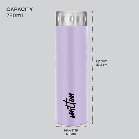 MILTON Stream 750 Stainless Steel Water Bottle, 760 ml, Purple | Single walled | Leak Proof | Easy Grip | Easy to Carry | Gym Bottle | Home | Kitchen | Hiking | Treking Bottle | Travel Bottle