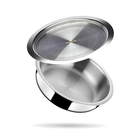 Stahl Artisan Lagdi | 24 cm | 2.8L | Triply Stainless Steel Casserole with Lid | Induction & Gas Compatible