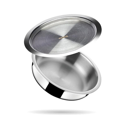 Stahl Artisan Lagdi | 22 cm | 2.3L | Triply Stainless Steel Casserole | Induction & Gas Compatible | With Lid