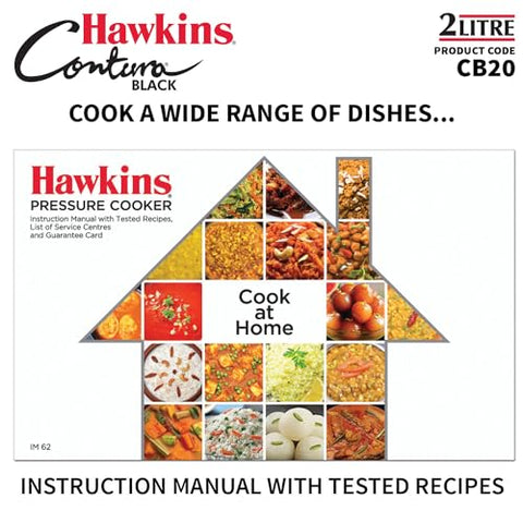 Hawkins 2 Litre Contura Black Pressure Cooker, Hard Anodised Inner Lid Cooker, Handi Cooker, Black (CB20)