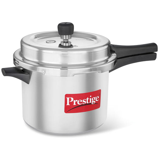 Prestige 5 Litre Aluminium Popular Svachh Outerlid Pressure Cooker|Deep Lid for spillage Control|Virgin Aluminium|Gas Compatible|Controlled Gasket Release System|5 years warranty|ISI Certified