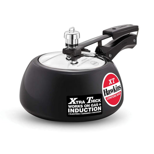 Hawkins 2 Litre Contura Black XT Pressure Cooker, Hard Anodised Inner Lid, Small Induction, Handi, Black (CXT20)