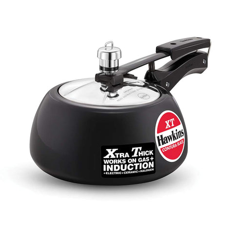 Hawkins 2 Litre Contura Black XT Pressure Cooker, Hard Anodised Inner Lid, Small Induction, Handi, Black (CXT20)