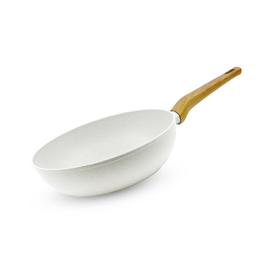 Bergner Naturally Forged Aluminum 28 cm Wok, 3.3 Liters Non-Stick Wok with Marble Coating, Soft Touch Handle, Even Heat Distribution, Comes with Non-Woven Trivet, Induction Bottom &amp; Gas Stove Ready