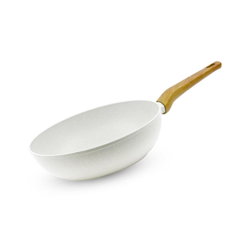 Bergner Naturally Forged Aluminum 28 cm Wok, 3.3 Liters Non-Stick Wok with Marble Coating, Soft Touch Handle, Even Heat Distribution, Comes with Non-Woven Trivet, Induction Bottom &amp; Gas Stove Ready