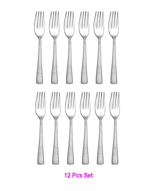 Agromech 12-Piece Stainless Steel Dinner Fork Set | Heavy Gauge 14G Cutlery | Elegant Hamed Design for Home & Kitchen Dining Table