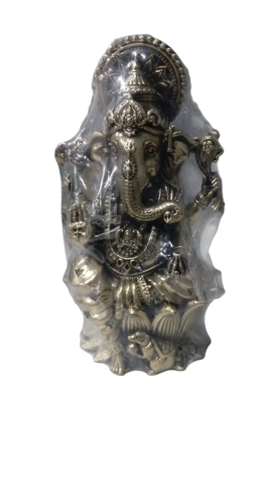 3D Brass Ganesh Sitting on Lotus Status