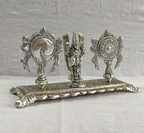 Tirupati Balaji Shankh Chakra Stand With Trishul Decorative Showpiece