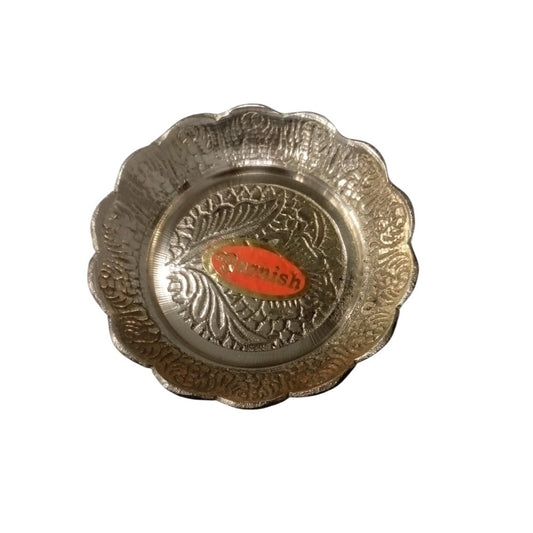 Brass Small NAKSI PLATE For Pooja NO.1 Sectioned Plate (Pack of 4)
