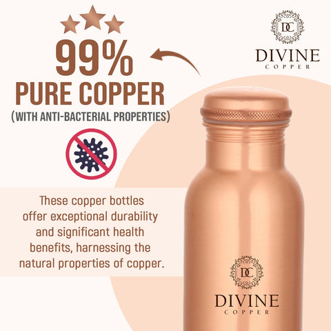 Divine Copper Water Bottle - Pie Plain 600ML