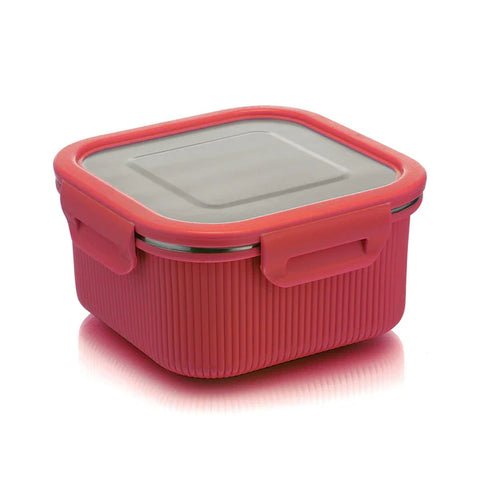 Signoraware Lock N Store Microsafe Steel Container 1500ML Square with Steel Lid, Set of 1, Multicolor
