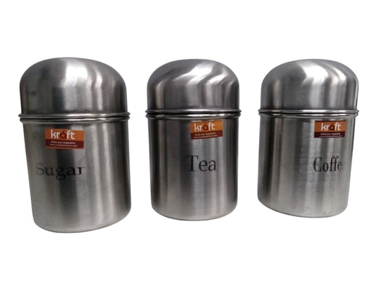 Kraft SS (3pcs) Set Tea, Suger, Coffee  Canister