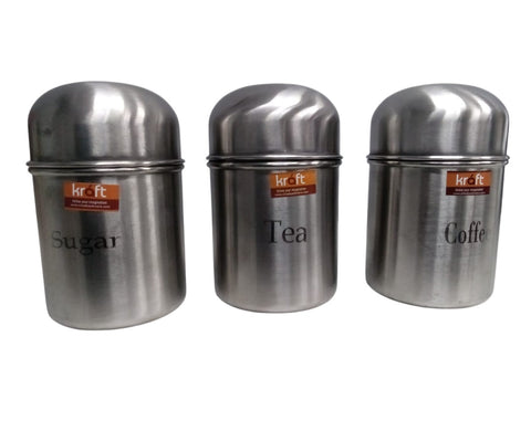 Kraft SS (3pcs) Set Tea, Suger, Coffee  Canister