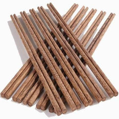 10 Pairs Natural Wooden Reusable Chopsticks for Sushi, Noodles, Fried Rice (24 cm, Brown) (Wooden Chopstick - Pair 10)