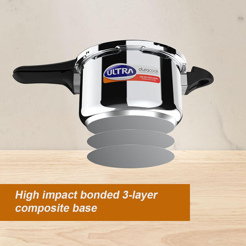 Ultra Duracook Junior Celebrations pack of 3.5L & 5.5L Pressurecooker,Gifting,SS304 FoodGrade,Interchangeable Lids,Frothcollector,Induction,3LayerCompositeBase,solid Bakelite handles,ISI,10Y Warranty