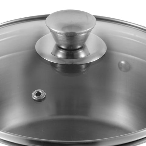 Vinod Two Tone Stainless Steel Saucepot with Glass Lid 4 Litre, 22cm | Triply Saucepot, Sturdy Riveted Handle | 2 Year Warranty | Induction Bottom - Silver