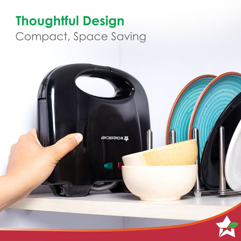 Wonderchef Prato Plus Griller (800 Watts) & Crescent Electric Kettle | Healthy Non-stick Aluminium Grill Plates | Sleek and Compact Design | 1.8 Litre Kettle Capacity | Boil Water in 5 Mins, Black