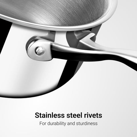 Stahl Artisan Triply 1L, 14cm Stainless Steel Tea Pan with Lid | Triply Sauce Pan | Induction & Gas Stove Compatible Milk Pan