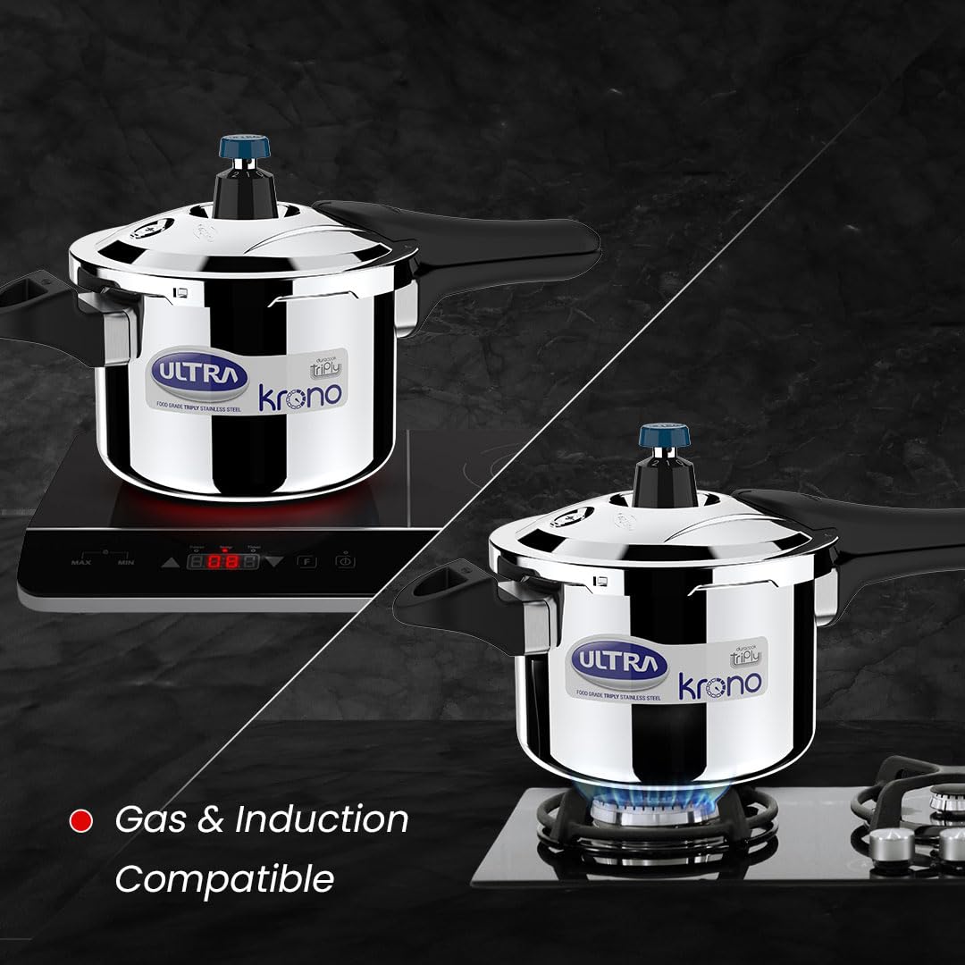 Ultra Triply Krono 5.5 Litre SS Pressure Cooker | 5 Yr Warranty
