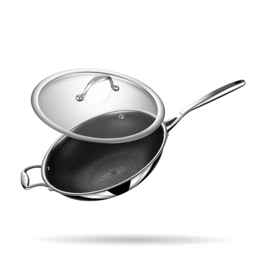 Stahl Artisan Hybrid Deep Frypan 26 cm | Triply Steel with HexaRidge | Stick-Resistant, PFOA-Free | Gas & Induction Friendly