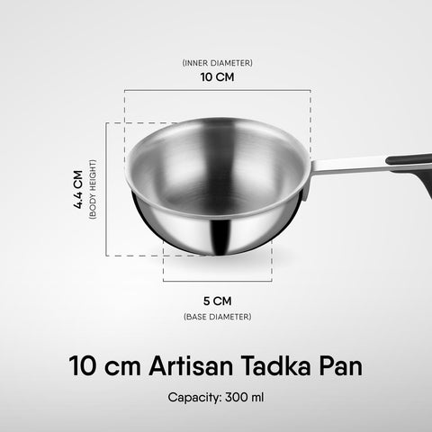 Stahl Artisan Triply Stainless Steel Tadka Pan,Induction pan, 300 ml, 10 cm