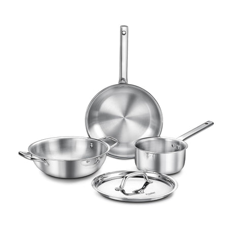 Prestige TRIPLY 4 Pc Cookware Set | TRIPLY Splendid | Fry Pan 24cm/1.7L | Kadai 24cm/2.7L | Sauce Pan 16cm/1.5L | SS Lid 24cm | Gas & Induction Compatible | Even Heat Distribution | 15Y Warranty | ISI