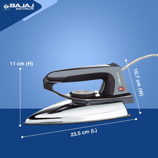Bajaj DX-2 600W Dry Iron | Advance Soleplate And Anti-Bacterial German Coating Technology | 180 Degree Swivel Cord | Cool Touch Handle | 2-Yrs Warranty 【Black】