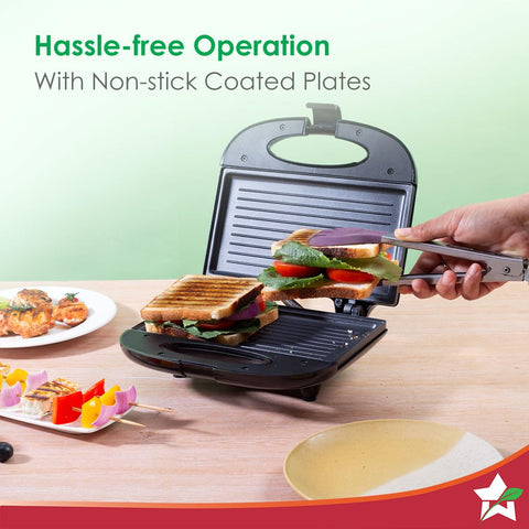 Wonderchef Prato Plus Griller (800 Watts) & Crescent Electric Kettle | Healthy Non-stick Aluminium Grill Plates | Sleek and Compact Design | 1.8 Litre Kettle Capacity | Boil Water in 5 Mins, Black