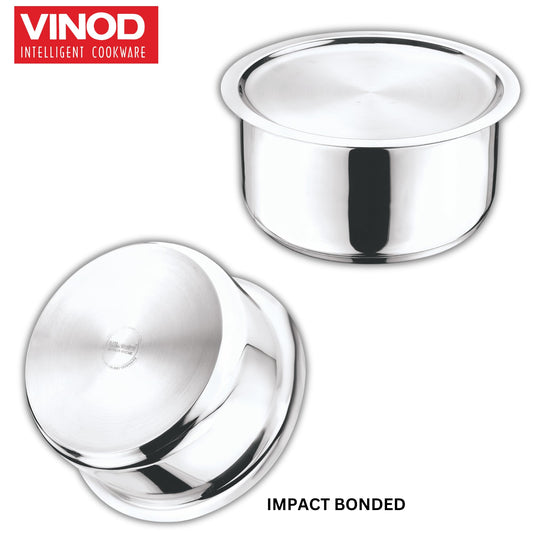 Vinod 20cm 304-Grade Stainless Tope - 3L, Lid Incl, Induction Safe
