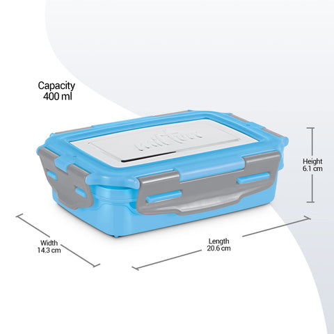 Milton Steely Super Deluxe Insulated Inner Stainless Steel Big Tiffin Box, 500 ml, with Inner Stainless Steel Container, 175 ml and Spoon, Sky Blue | Kids Lunch Box | Easy to Carry | Easy to Clean