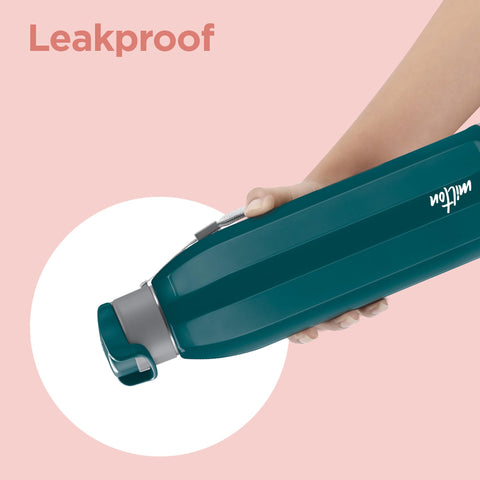 Milton Steel Meridian 900 Thermoware Bottle with Spout Mouth Flip Top Lid, 630 ml Water Bottle, PU Insulated, Green