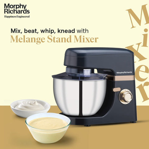Morphy Richards Melange 800W Stand Mixer| 5L SS Bowl | Multi purpose functioning - Mixing, Beating, Kneading, Whisking| 8-Speed Level|Heavy Duty Motor |2-Yr Warranty【Navy Blue & Rose Gold】