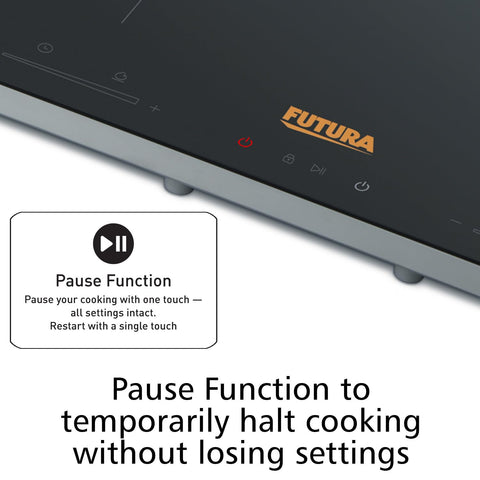 Hawkins Futura Dual Hob Induction Cooktop, 3600-W, Auto Cut-off, Child Lock, Intelligent Boil-Dry Protection, 20 Power Settings, Black (FIC2A1)