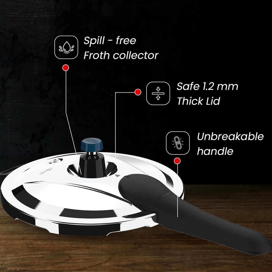 Ultra Triply Krono 5.5 Litre SS Pressure Cooker | 5 Yr Warranty