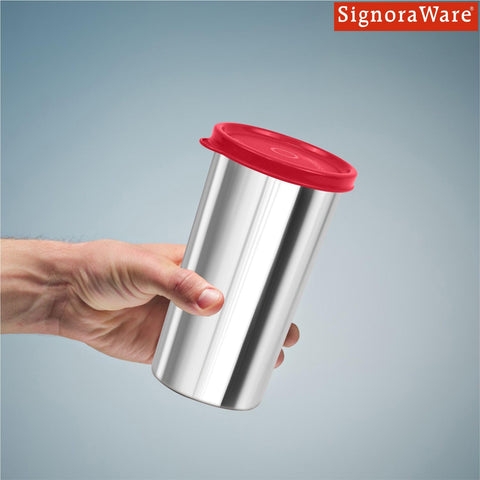 SignoraWare Stainless Steel Tumbler With Lid | Easy to carry | Airtight | Grip & Comfort | Best for Hiking & Travelling | Gym & Fitness | Useful for Office, Workspace & Outgoings ( 420 ml | Red )