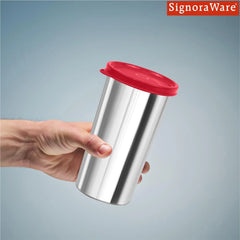 SignoraWare Stainless Steel Tumbler With Lid | Easy to carry | Airtight | Grip & Comfort | Best for Hiking & Travelling | Gym & Fitness | Useful for Office, Workspace & Outgoings ( 420 ml | Red )