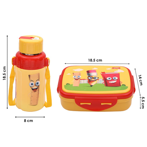JAYPEE SteelOn Insulated Combo of Lunch Box & 500 ml Water Bottle with 1 Spoon, Red, Suitable for School Kids & Gifting Purposes