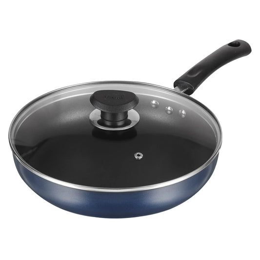 Vinod Zest Aluminium Non Stick Deep Frypan with Lid - 4.6 litre, 30cm | Skillet Pan for Frying | 3mm Thick | 3 Layer Coating | Scratch Proof | 1 Year Warranty - Gas Base