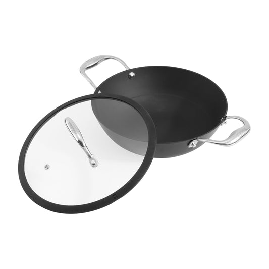 Vinod Ferona Lightweight Cast Iron Kadai - 2.2 L, 24 cm | No Seasoning Required | Naturally Stick-Free | Metal Spoon Friendly | Gas, Induction Base| Rust-Proof | PTFE & PFOA Free | 2-Year Warranty