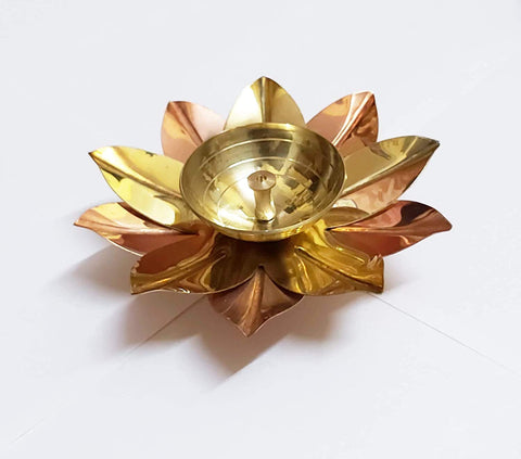 Brass Lotus Akhand Diya | Traditional Worship and Pooja Oil Lamp | Perfect Gift Idol | Home Decor