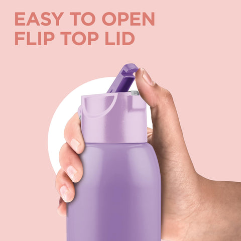 Milton Steel Swag 900 Inner Stainless Steel PU Insulated Sipper Water Bottle for Adults, Kids I Leak Proof Flip Top Lid I Easy to Carry I for Office, Gym, School, 690 ml, Lavender