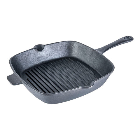 Wonderchef Forza Cast-Iron Grill Pan, Pre-Seasoned Cookware, Induction Friendly, 26cm, 3.8mm With Lifetime Exchange Warranty (Black)