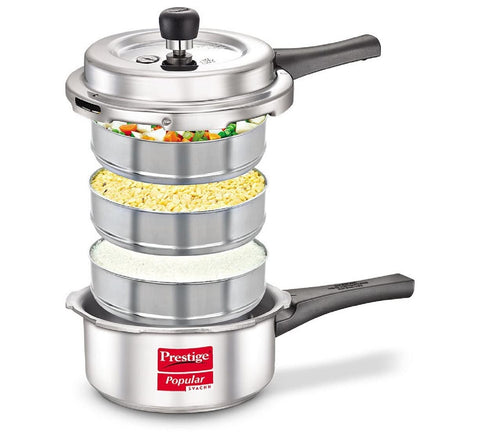 Prestige 2 Litre Aluminium Popular Svachh Outerlid Pressure Cooker|Deep Lid for spillage Control|Virgin Aluminium|Gas Compatible|Controlled Gasket Release System|5 years warranty|ISI Certified