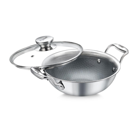 Prestige TRIPLY HexaMagic Ceramic Kadai 24cm/2.7L | Durable Honeycomb Structure | PFOA & PFAS Free | Healthy Eating | Gas & Induction Compatible | 15Y Product & 3Y Coating Warranty| ISI Certified