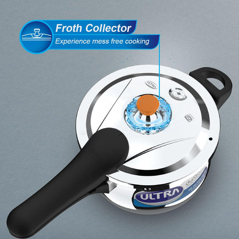 ULTRA Duracook Handi 3Liters Stainless Steel Pressure Cooker,AISI 304 Food Grade SS, Froth Collector-Spillage Control,Induction Compatible,Imp Bonded Composite Base,ISI,10Y Warranty