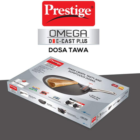 Prestige Omega Die cast Plus 27cm Dosa Tawa|Non-Stick with 3 Layers Scratch Guard Coating|Unique Heat Indicator|Gas & Induction Compatible|1 Year warrnty