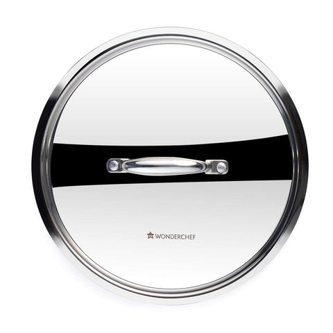 Wonderchef Nigella Tri-ply Stainless Steel 20 cm Kadhai with Lid | 1.5 Litre | 2.6mm Thickness | Kadai with Induction base | Compatible with all cooktops | Riveted Cool-Touch Handle | 10 Year Warranty