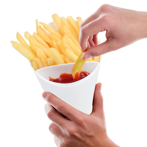 Milton French Fry Holder and Ketchup Cups Set 2 in 1 | French Fry Cone Dipping Cups for French Fries and Veggies | Fries Cup with Dipping Container French Fries Holder, Potato Chips Cup for Home Restaurant